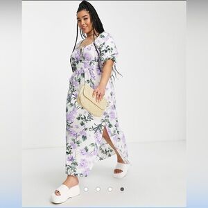 Floral Purple and Green Dress